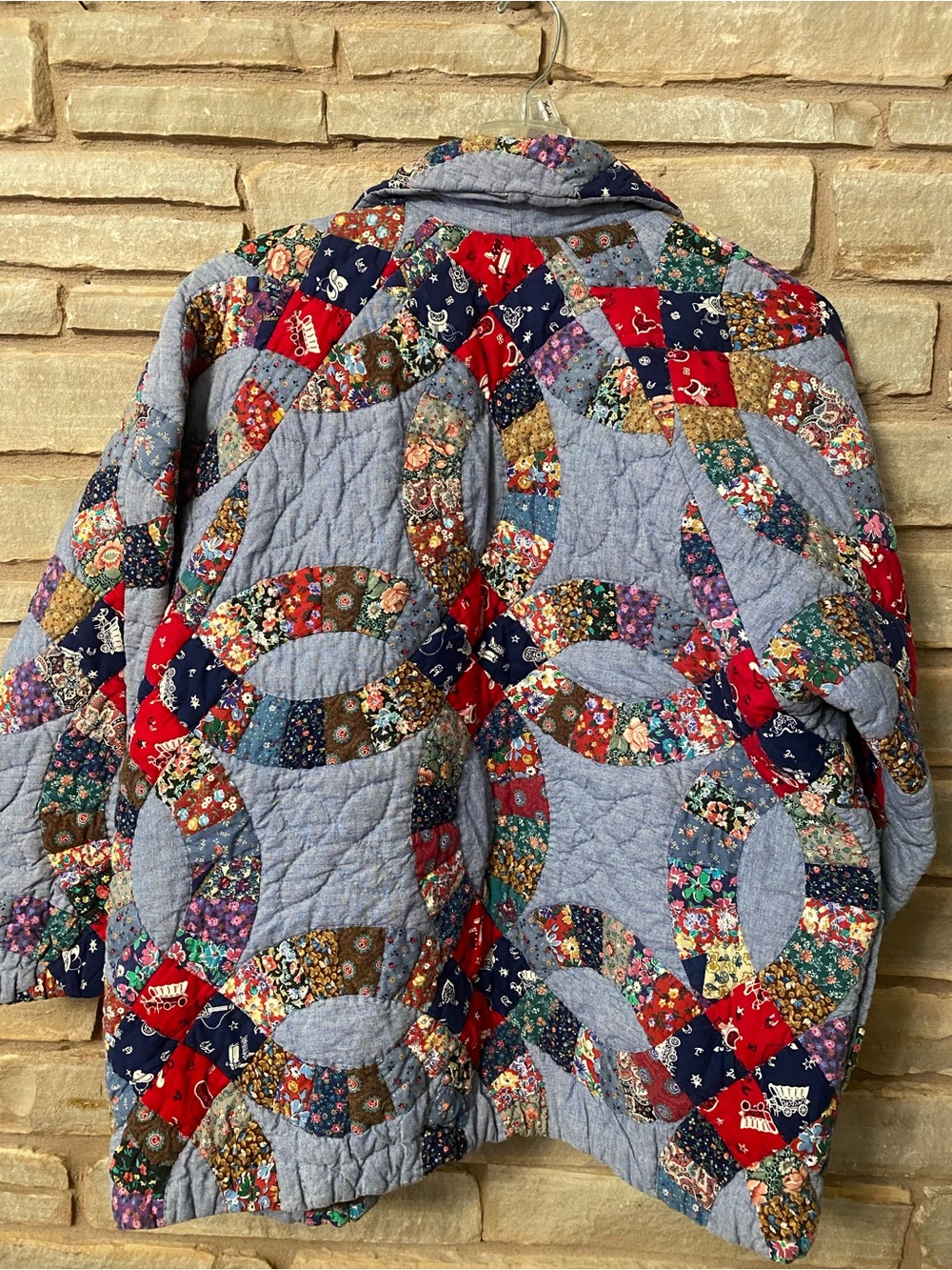 Handmade Quilted Patchwork Boho Oversized Jacket Cotton Wellmade Unique No Size - Picture 5 of 13